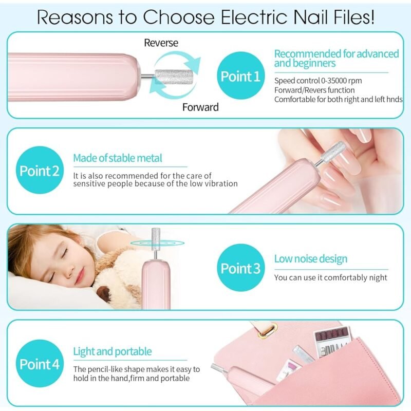 Hoxida Taladro de Uñas Eléctrico Kit Profesional Manicura y Pedicura - Imagen 9