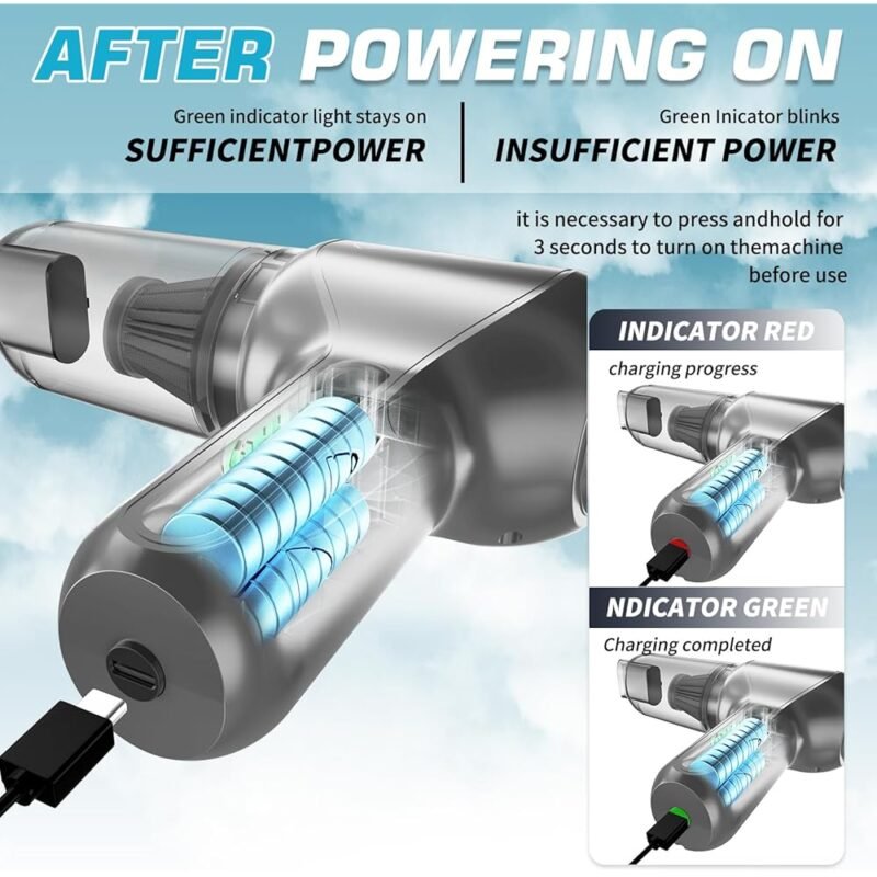 Aspiradora PIFEUNT Portátil Inalámbrica para Automóvil 15000 PA de Alta Potencia - Imagen 3