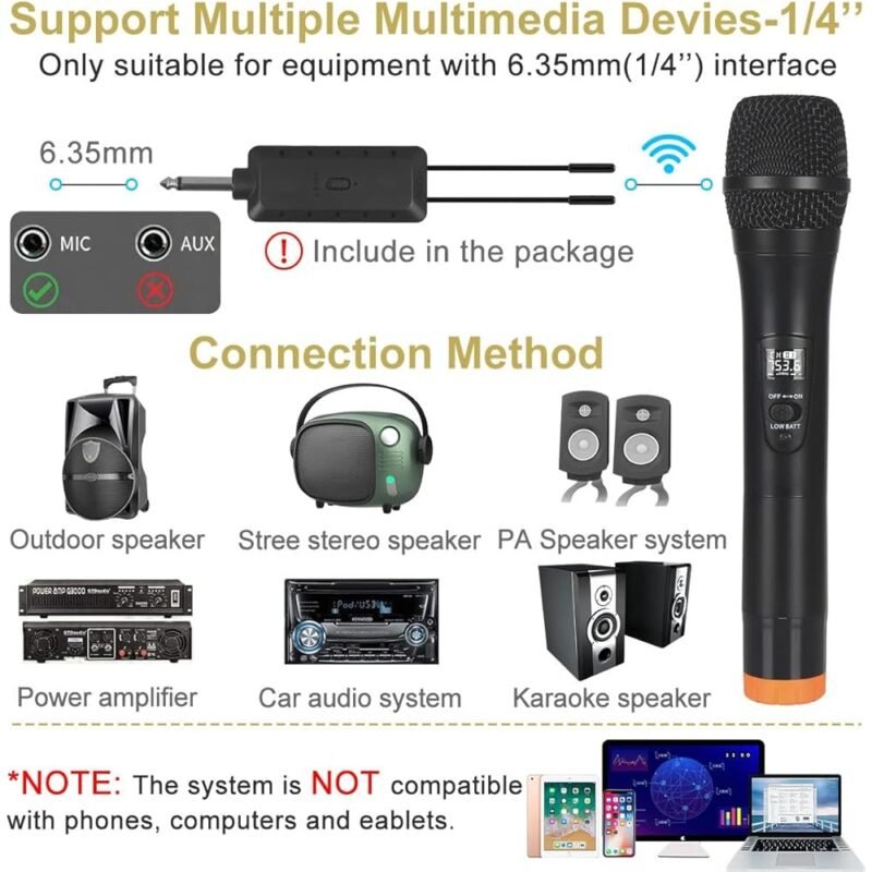 ALPOWL Micrófono Inalámbrico Dual UHF para Karaoke y Eventos - Imagen 3