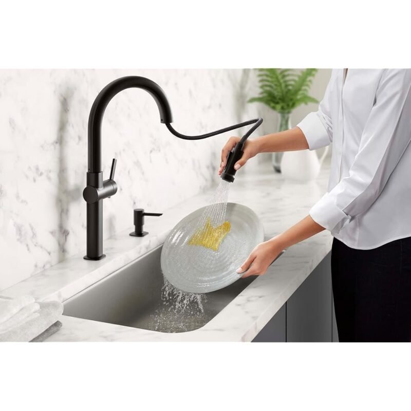 Kohler R22153-SD-BL Rune Grifo de Cocina con Pulverizador Desplegable Negro Mate - Imagen 4