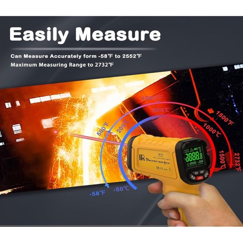 SURPEER Pistola de temperatura infrarroja 2552℉ alta precisión - Imagen 5