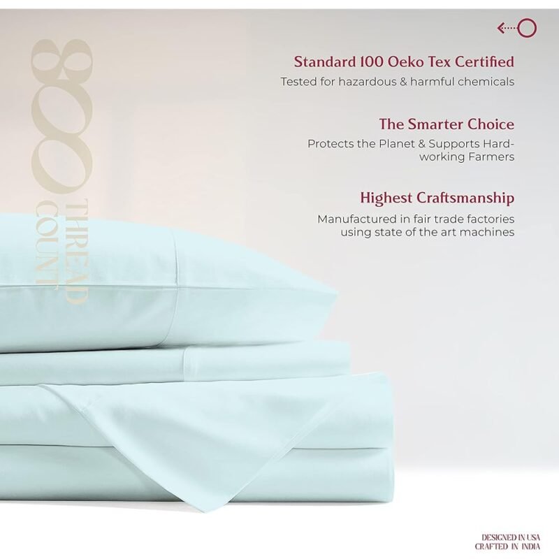 Mayfair Linen Juego de Sábanas de Algodón Egipcio 800 Hilos para Cama Queen - Imagen 8