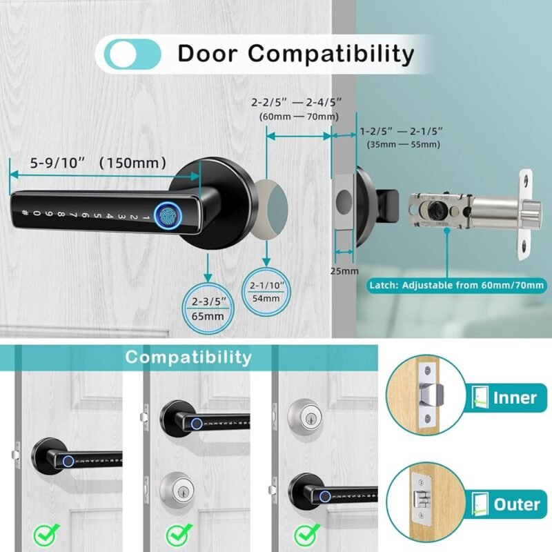 Cerradura Inteligente de Puerta con Huellas Dactilares y Aplicación Tuya - Imagen 6