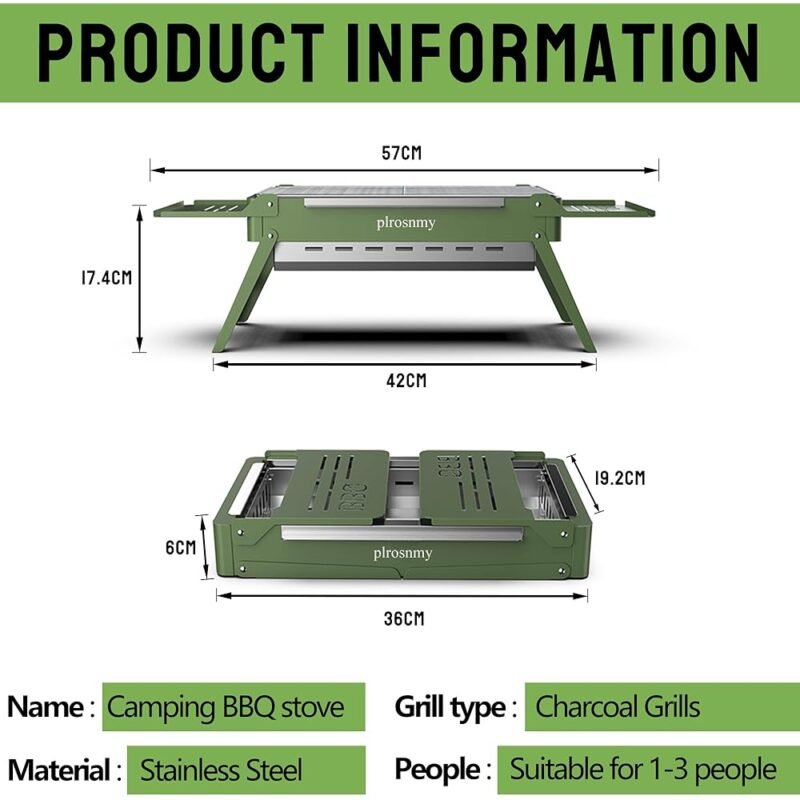 Plrosnmy Parrilla de Carbón Portátil Pequeña para Viajes - Imagen 4