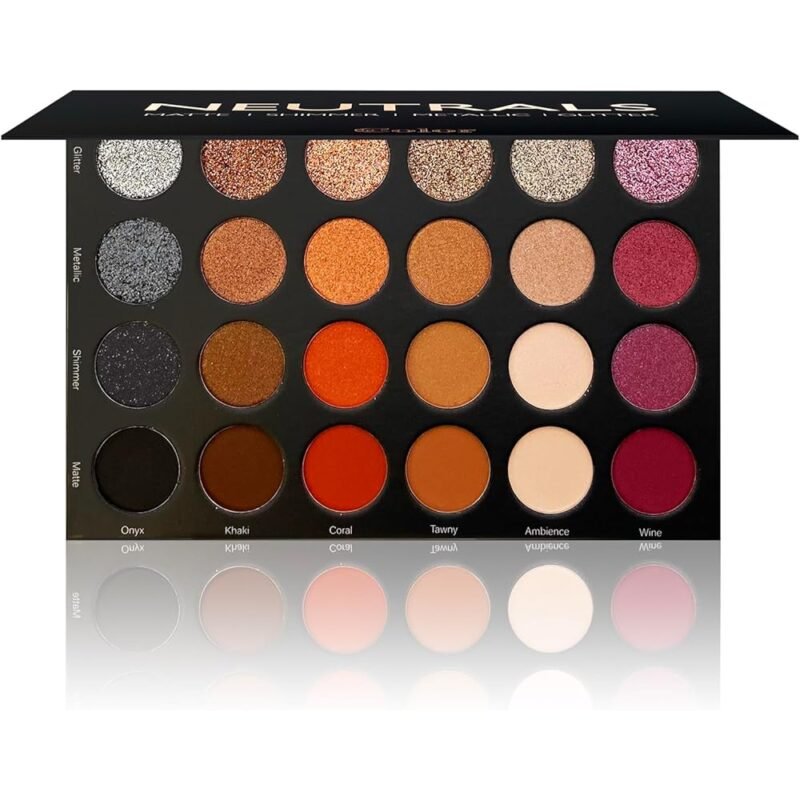 CCOLOR COSMETICS Paleta de Sombras de Ojos Neutros 24 Colores Mate Brillante Metalico