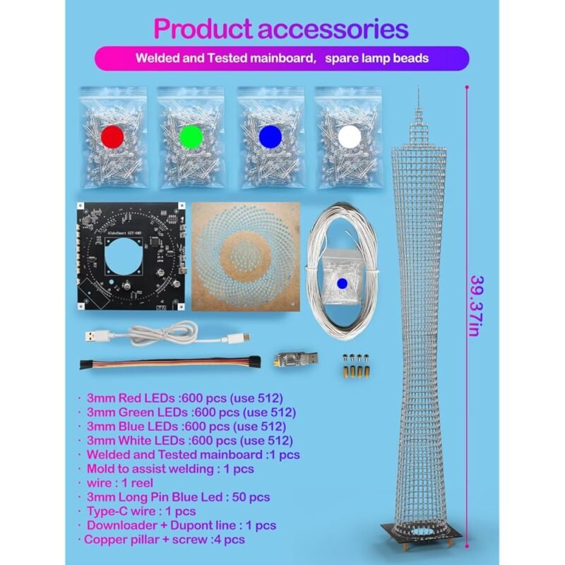 iCUBE SMART Kit Electrónico de Bricolaje Torre de Cantón LED 3.3 ft - Imagen 6