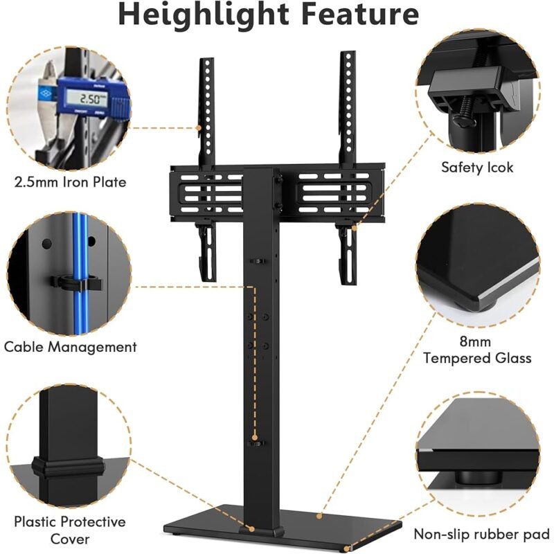 FITUEYES Soporte universal de TV de 32 a 70 pulgadas con altura ajustable - Imagen 5