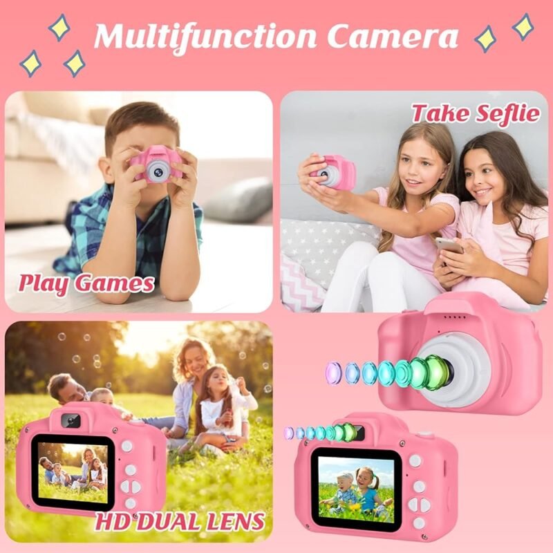 Cámara Digital SINEAU para Niños Rosa 1080P con Tarjeta SD de 32GB - Imagen 6