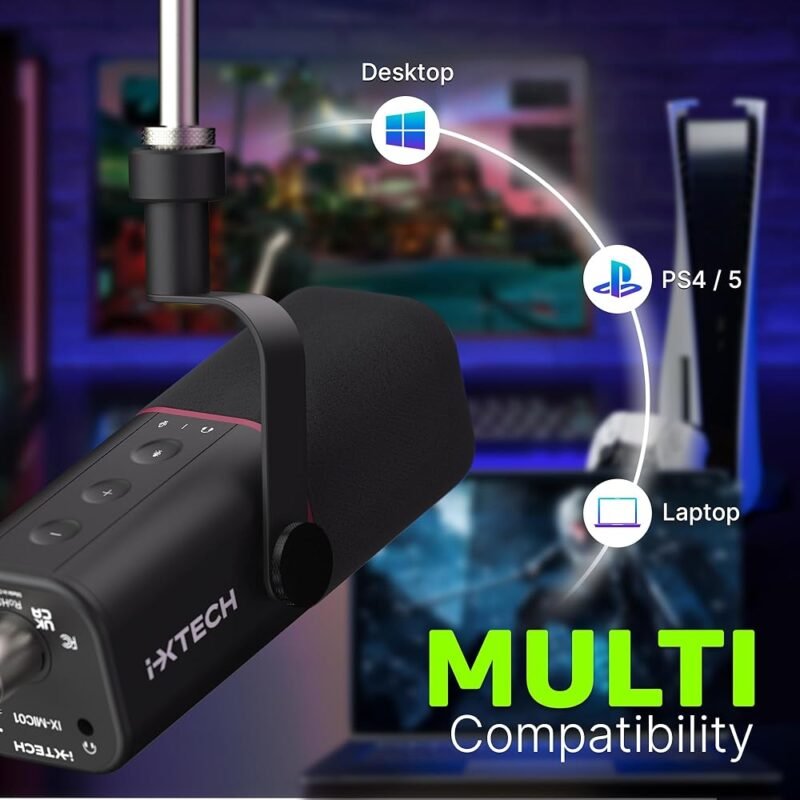 IXTECH Micrófono dinámico cardioide USB XLR para podcasting y grabación - Imagen 4