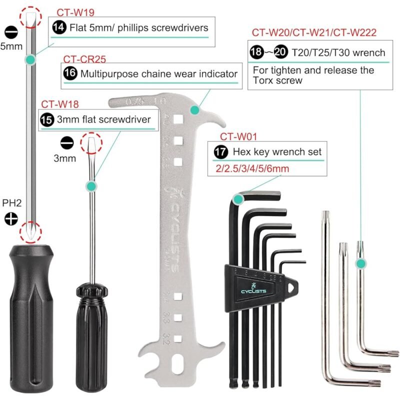 Kit de herramientas de bicicleta Cyclists de 27 piezas para reparación y mantenimiento - Imagen 6