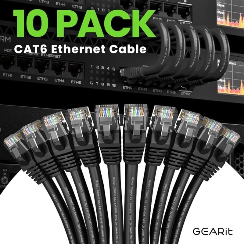 GearIT Cable Ethernet de 0.5 Pies Cat6 Conectividad Rápida y Segura - Imagen 2