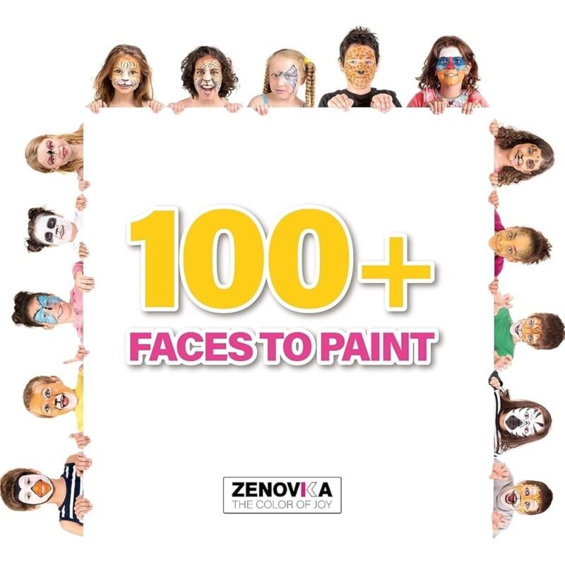 Zenovika Kit de Pintura Facial para Niños 26 Colores No Tóxico y Seguro - Imagen 5