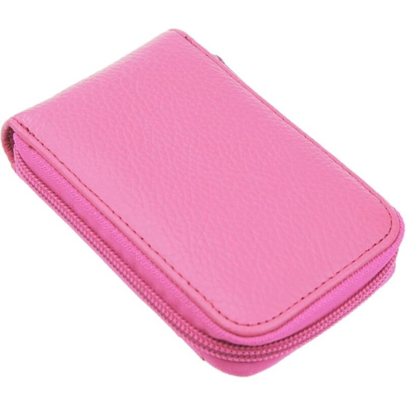 DEEZOMO DKER Cartera Compacta de Piel Auténtica Rosa con Bloqueo RFID - Imagen 4