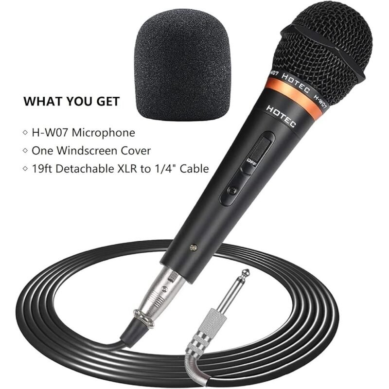 HOTEC Micrófono de Mano Dinámico Vocal Premium con Cable XLR de 19 Pies - Imagen 6