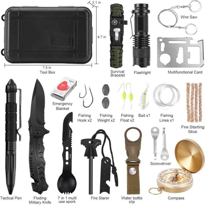 LUXMOM Kit de Supervivencia 28 en 1 Herramienta de Emergencia Ideal para Aventuras - Imagen 2