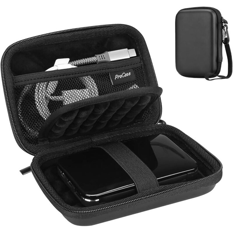 ProCase Funda de disco duro portátil negro para 2.5 pulgadas