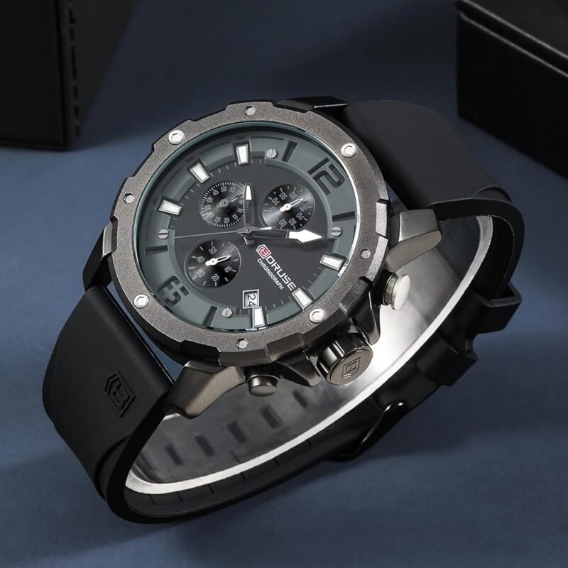 BORUSE Reloj de Hombre Deportivo Impermeable Cronógrafo Analógico - Imagen 5