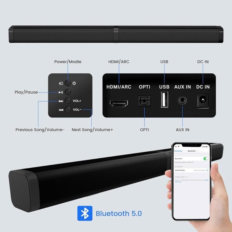 Barra de Sonido Bluetooth 5.0 2 en 1 para Smart TV 40 W - Imagen 6