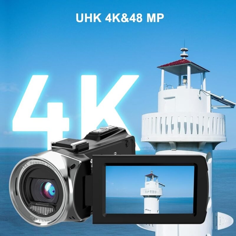 Videocámara 4K 48MP para YouTube con Pantalla LCD Rotativa y Micrófono - Imagen 2