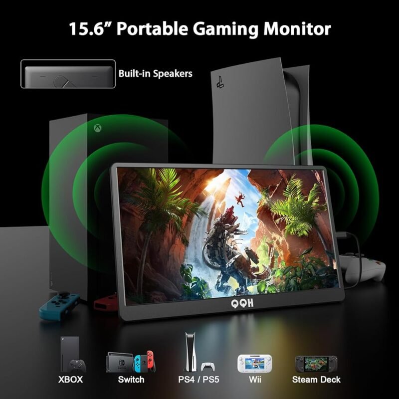 QQH Monitor portátil FHD 15.6 pulgadas HDMI USB C para juegos y trabajo - Imagen 7