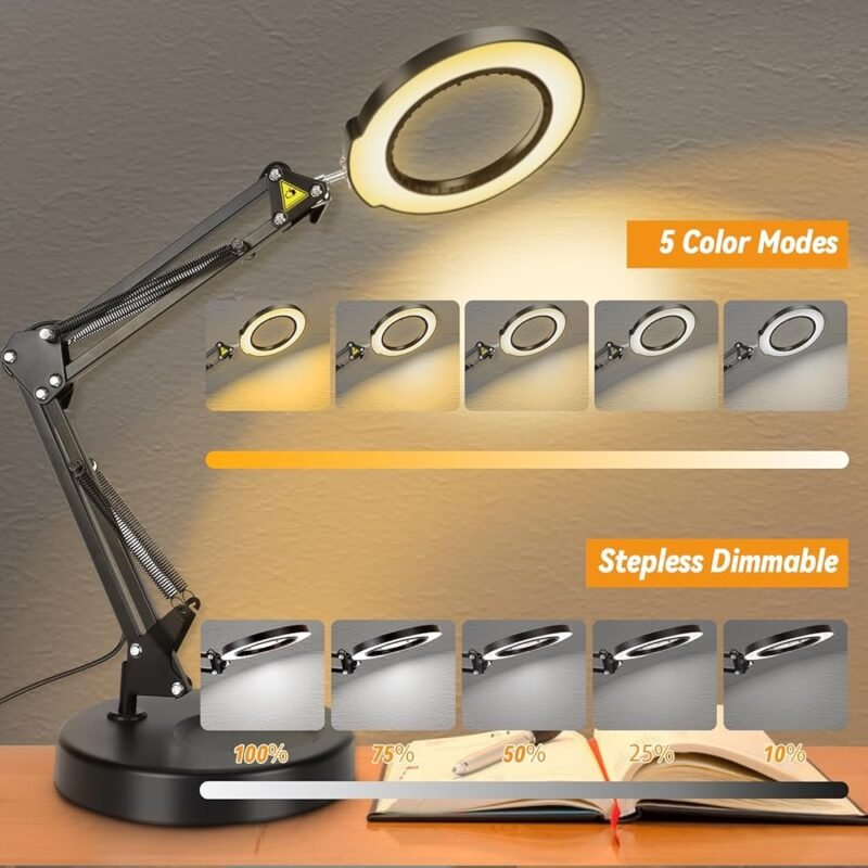 ITEFDTUTNE Lupa con Luz y Soporte 2 en 1 para Manualidades y Lectura - Imagen 4