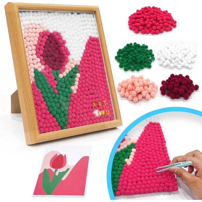 URSDIART Tulip Pom Pom Kit de Manualidades con Pompones Coloridos