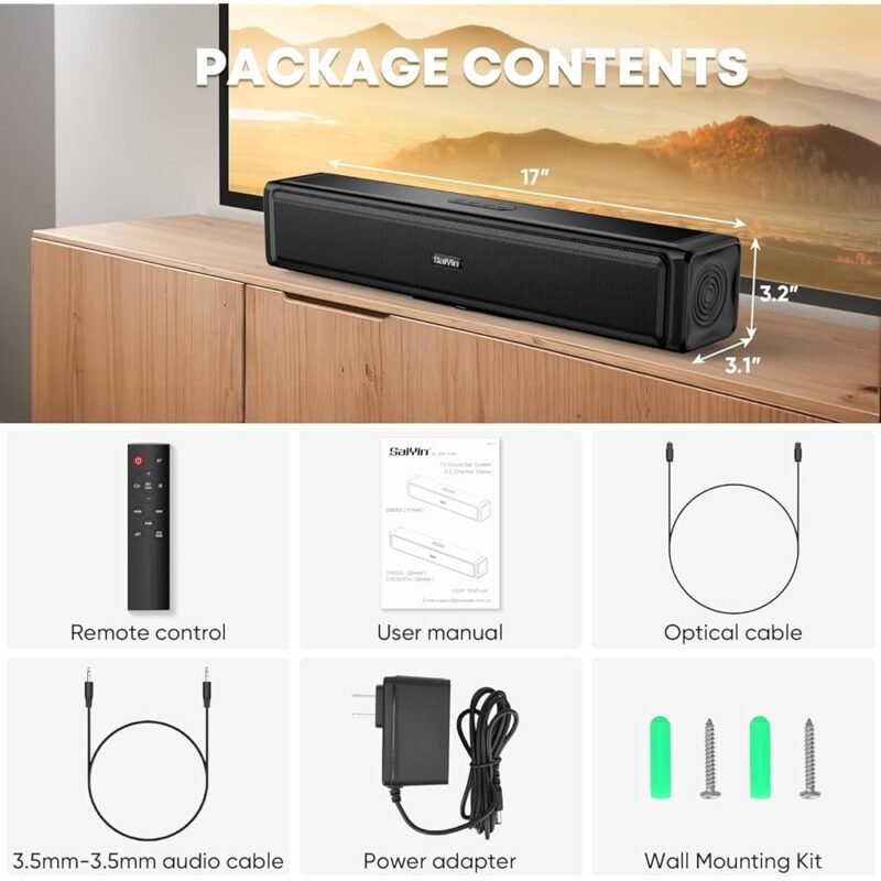 Saiyin Barra de Sonido de 17 Pulgadas con Bluetooth y HDMI ARC - Imagen 6