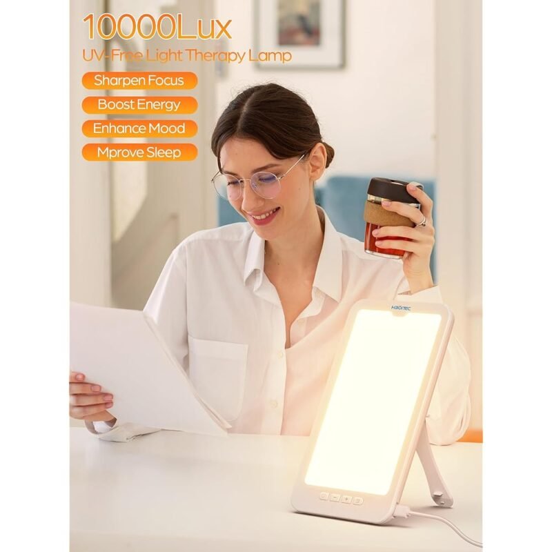 Lámpara de Terapia de Luz HIBOITEC con 10000 Lux y 5 Niveles de Brillo - Imagen 2