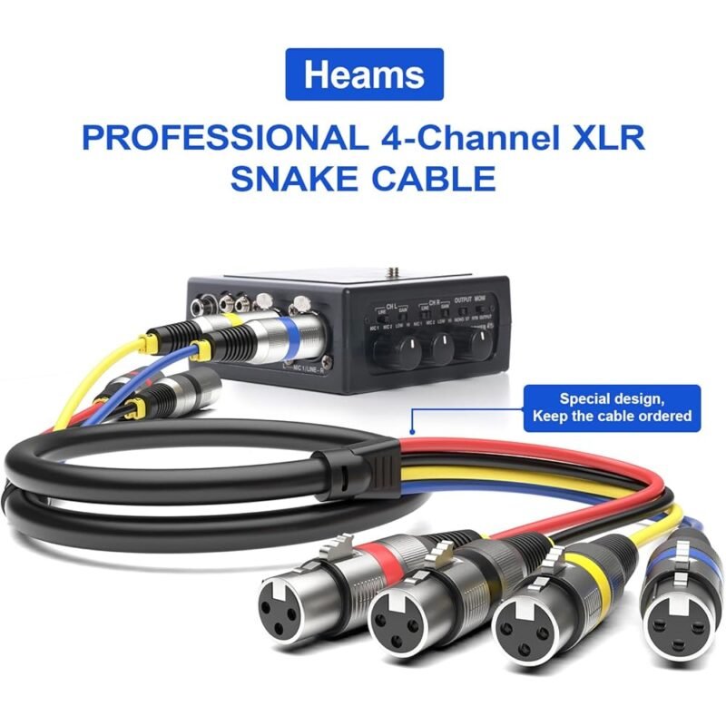 HEAMS Paquete de 2 Cables de Serpiente XLR Profesionales de 4 Canales - Imagen 2