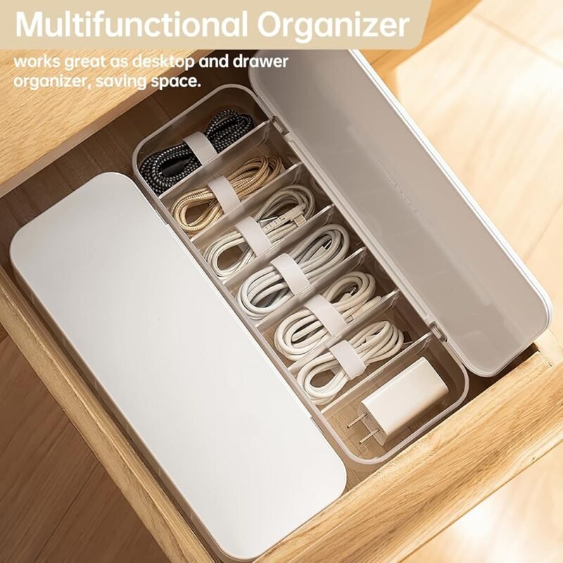 Organizador de Cables PAVSTINE con 7 Bridas y Compartimentos Ajustables - Imagen 2