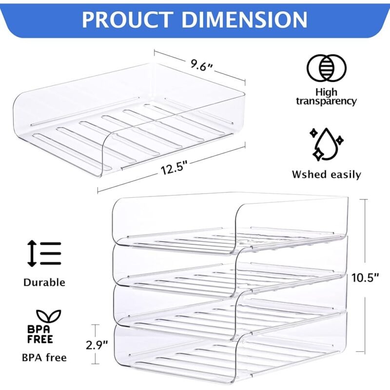 CiWiVOKi Organizador de Oficina Transparente Juego de 4 Bandejas Apilables - Imagen 4