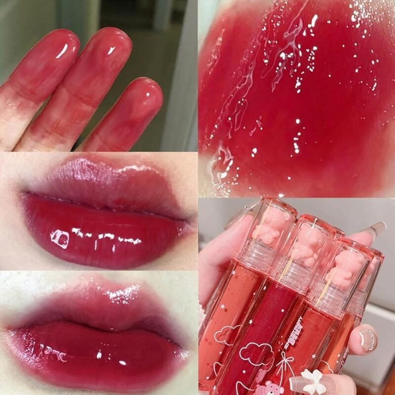 Yasovigi 6pcs Jelly Lip Gloss Bear Lip Stain Hidratante y Larga Duración - Imagen 7