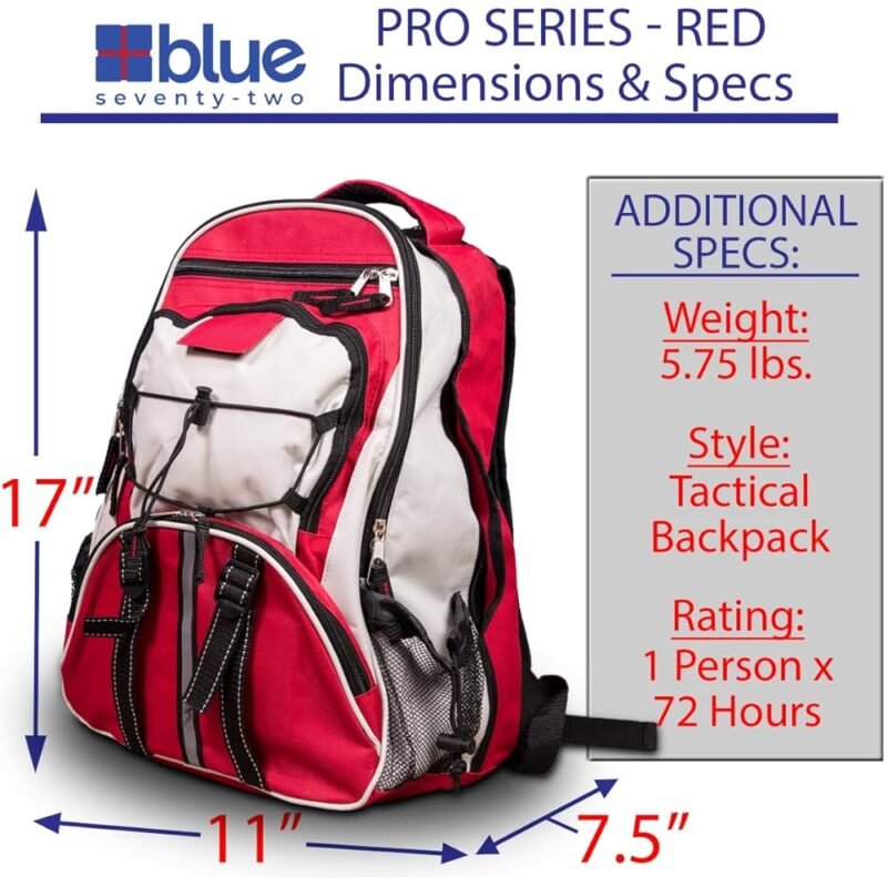 Blue Seventy-Two Pro Series Kit de supervivencia mochila de emergencia roja - Imagen 2