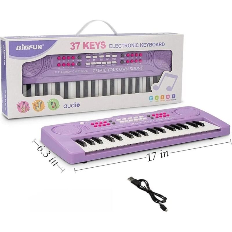 BIGFUN Piano de Teclado para Niños 37 Teclas Multifunción Morado - Imagen 5