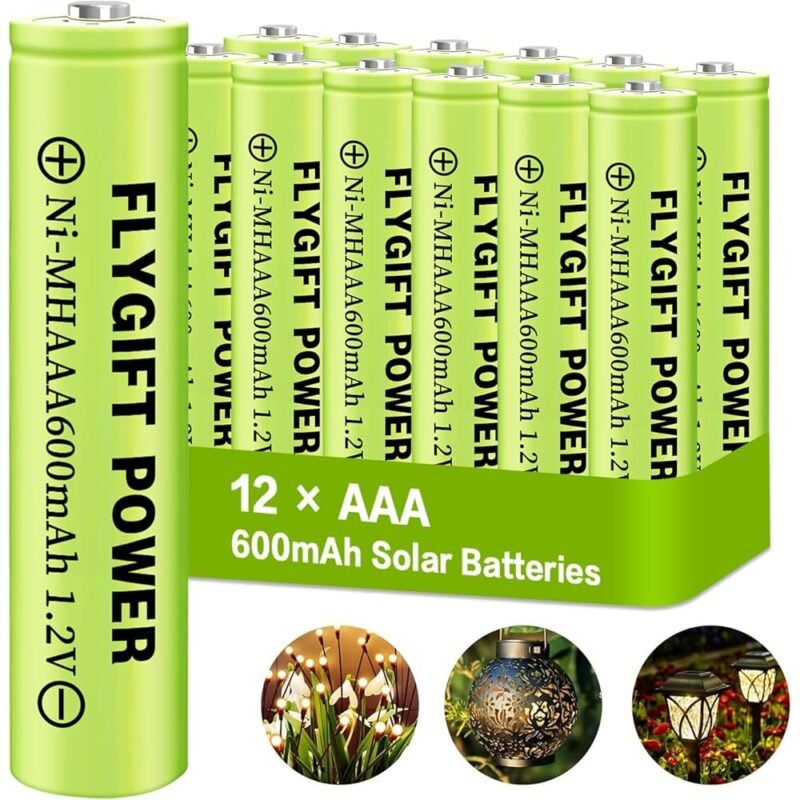 Batería recargable AAA FlyGift 600mAh para luces solares y más