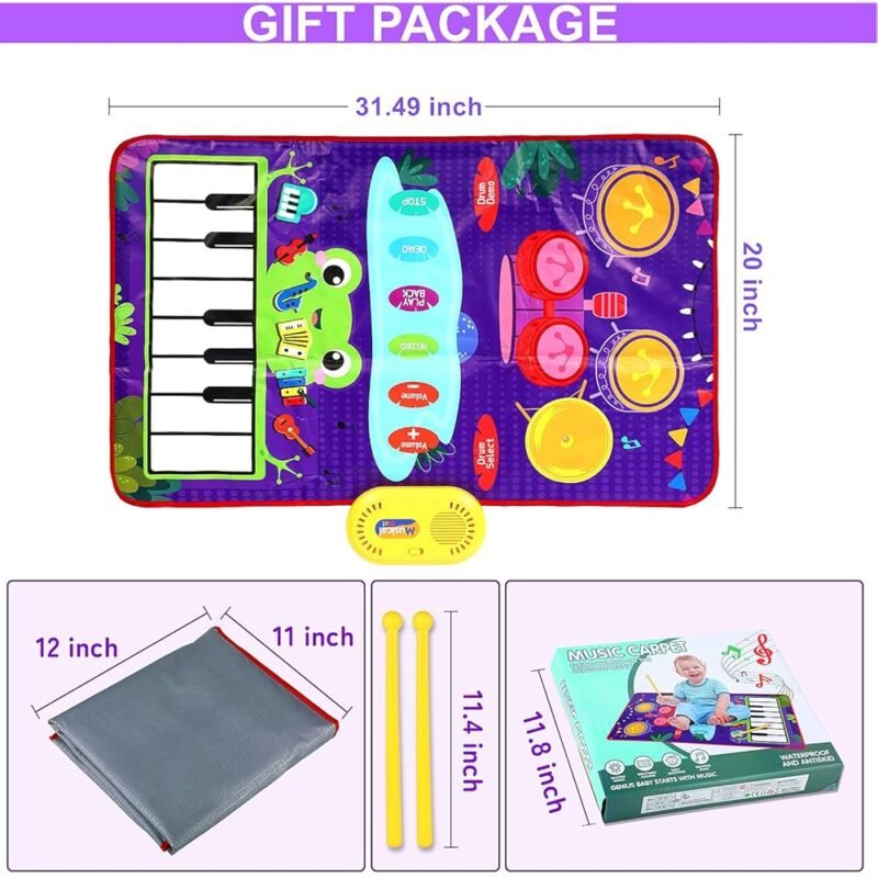 GIVISION Juguetes Musicales para Bebés Alfombra Piano y Tambor 1-3 Años - Imagen 7