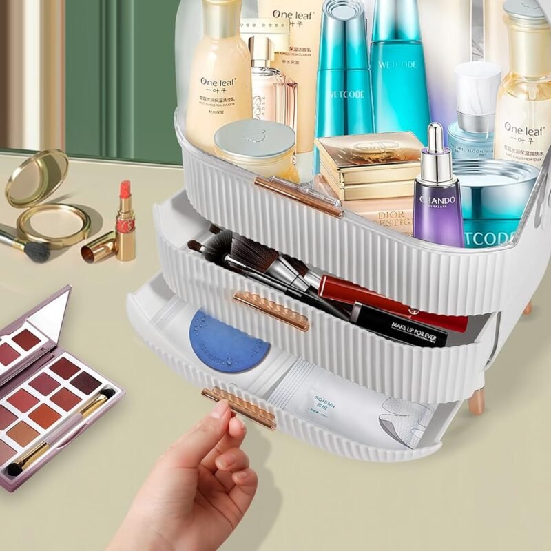 MASSY Caja de almacenamiento de maquillaje Oval organizador portátil de cosméticos - Imagen 3