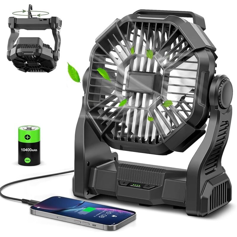 CONBOLA Ventilador portátil recargable para camping y exteriores