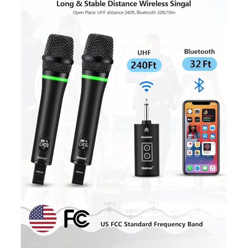 Bietrun Micrófono inalámbrico recargable para karaoke y eventos - Imagen 2