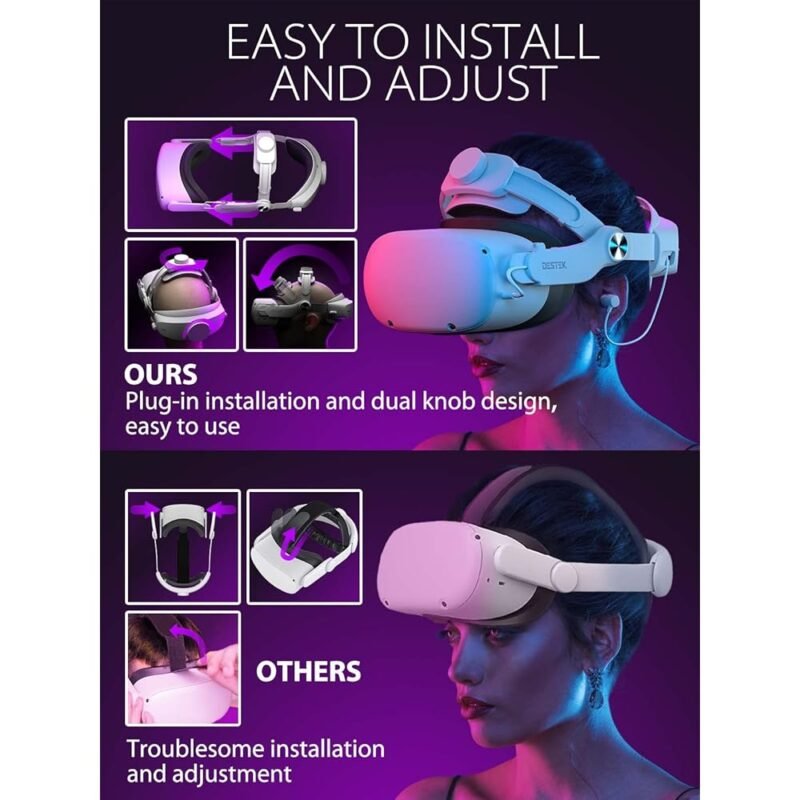 DESTEK QH1 Correa de Cabeza sin Presión Compatible con Meta Oculus Quest 2 - Imagen 4