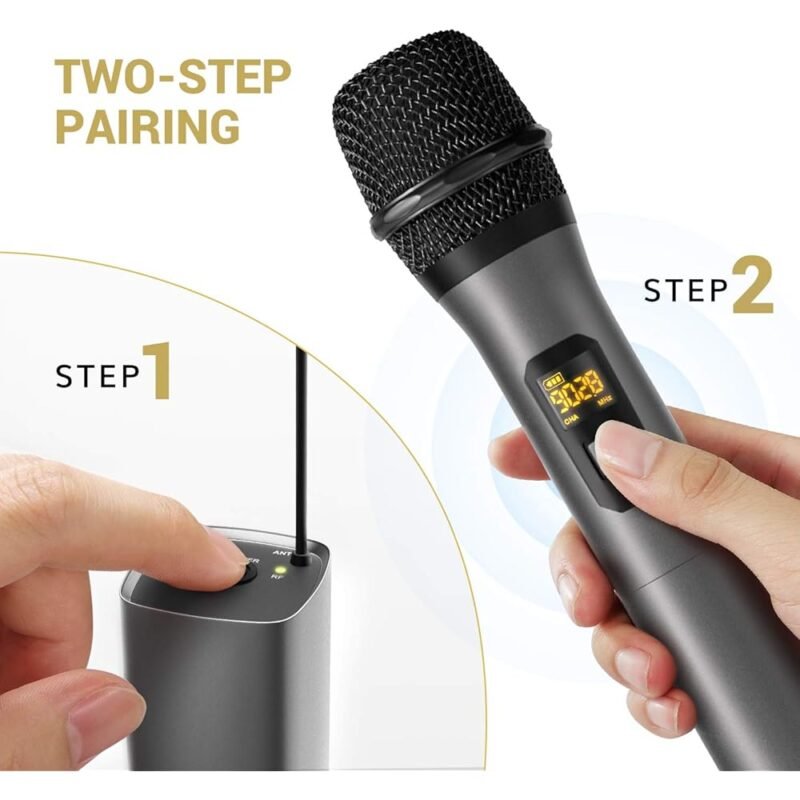 TONOR Micrófono inalámbrico dinámico dual UHF para karaoke y discursos - Imagen 4