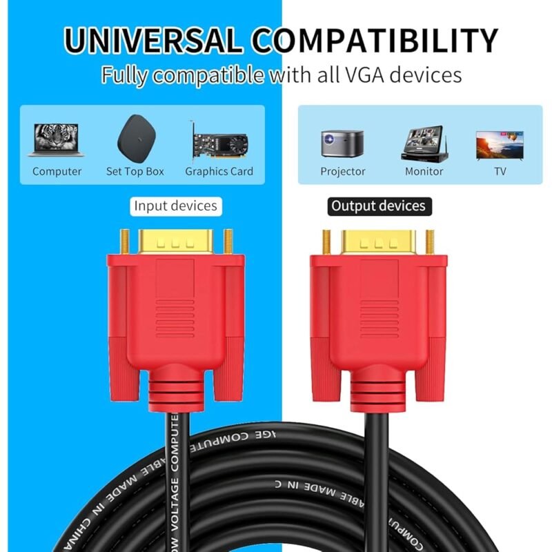 Cable VGA Abireiv de 15 pies VGA a VGA HD15 para Monitor y Proyector - Imagen 4