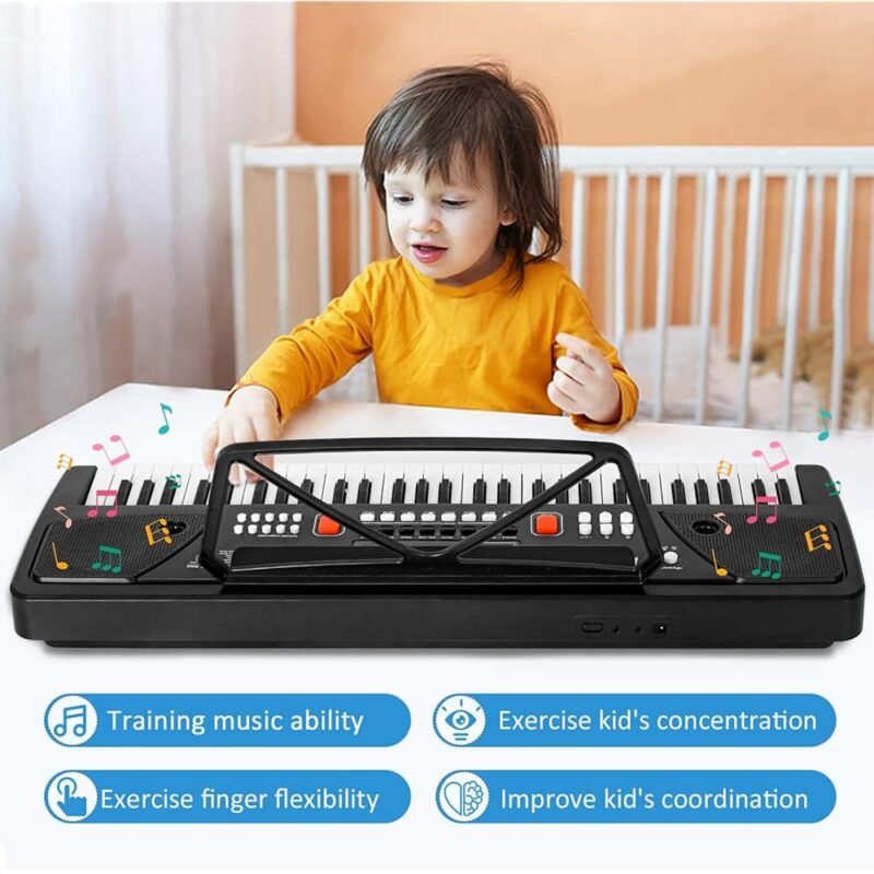 M SANMERSEN Piano para niños con micrófono teclado electrónico educativo - Imagen 4