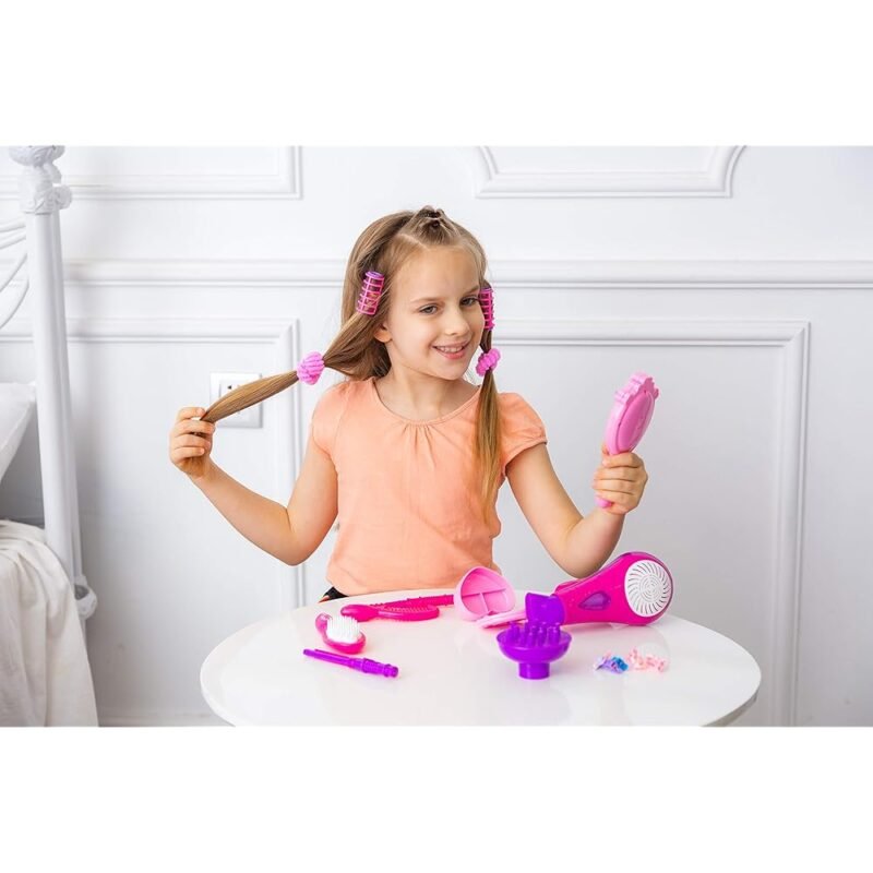 JOYIN Juego de 17 Piezas de Salón de Belleza Kit de Estilista para Niñas - Imagen 9