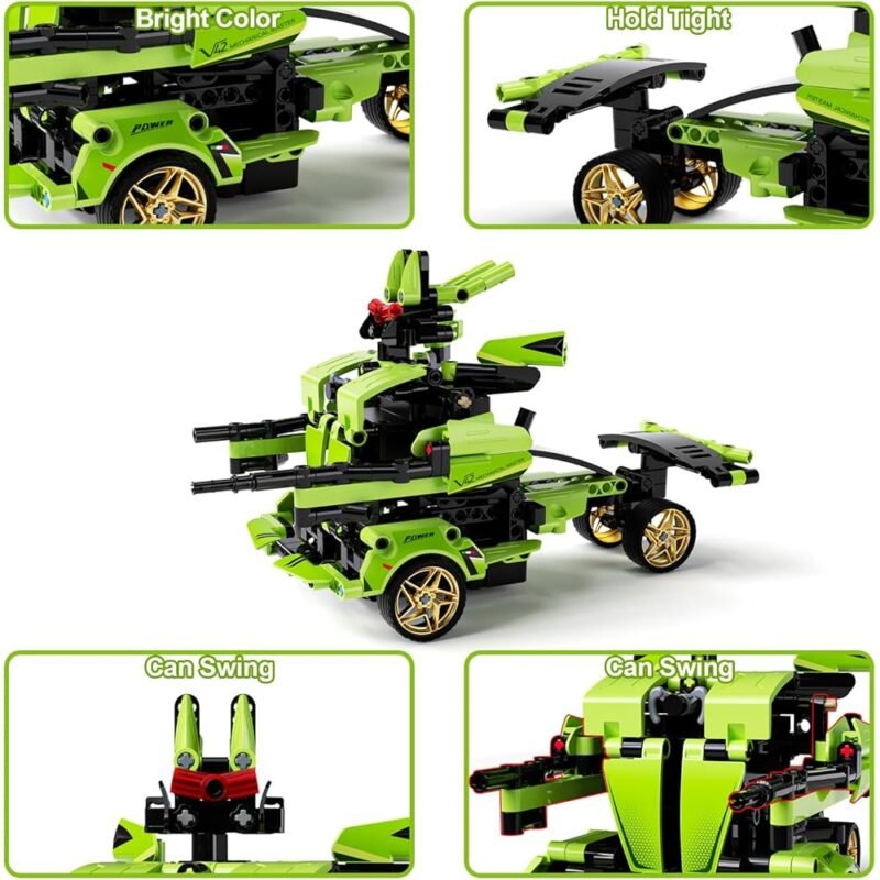 Kit de construcción STEM robot y coche controlado por app 461 piezas verde - Imagen 6