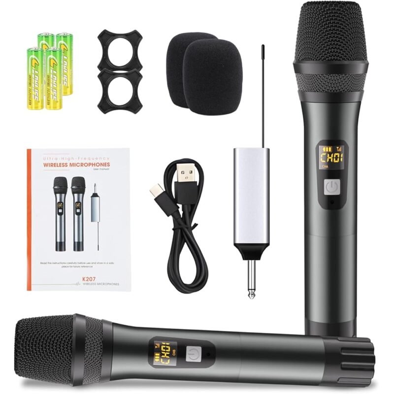 Voijump Micrófono Inalámbrico Dual UHF para Karaoke y Eventos - Imagen 7