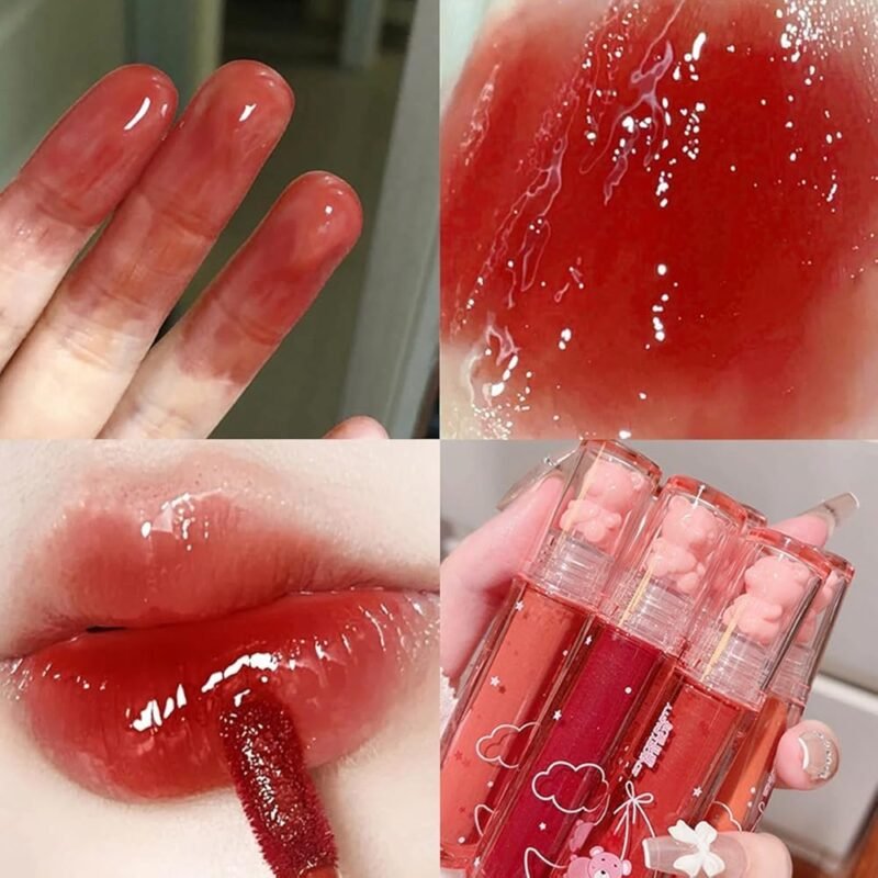 Yasovigi 6pcs Jelly Lip Gloss Bear Lip Stain Hidratante y Larga Duración - Imagen 6