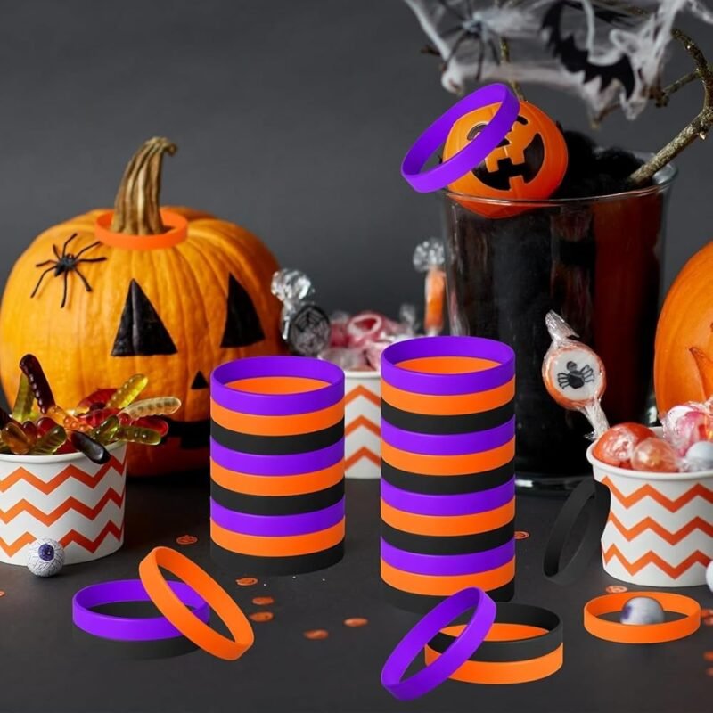 AXBMM Pulseras de Goma Lisas de Silicona para Fiesta de Halloween 150 Piezas - Imagen 4