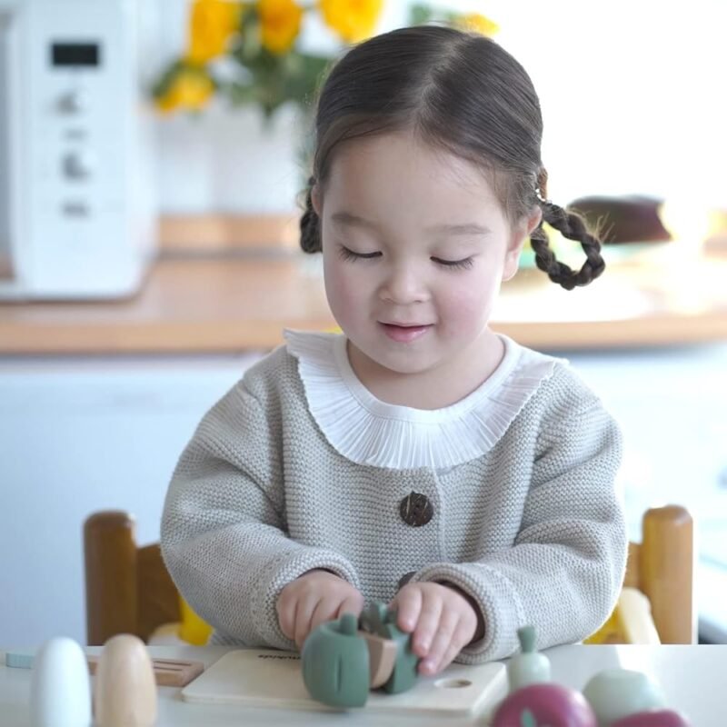 Juego de comida de madera para niños con cesta de almacenamiento 42 piezas - Imagen 3