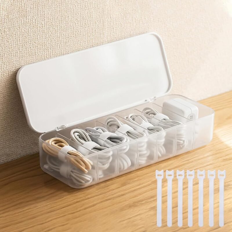 Organizador de Cables PAVSTINE con 7 Bridas y Compartimentos Ajustables